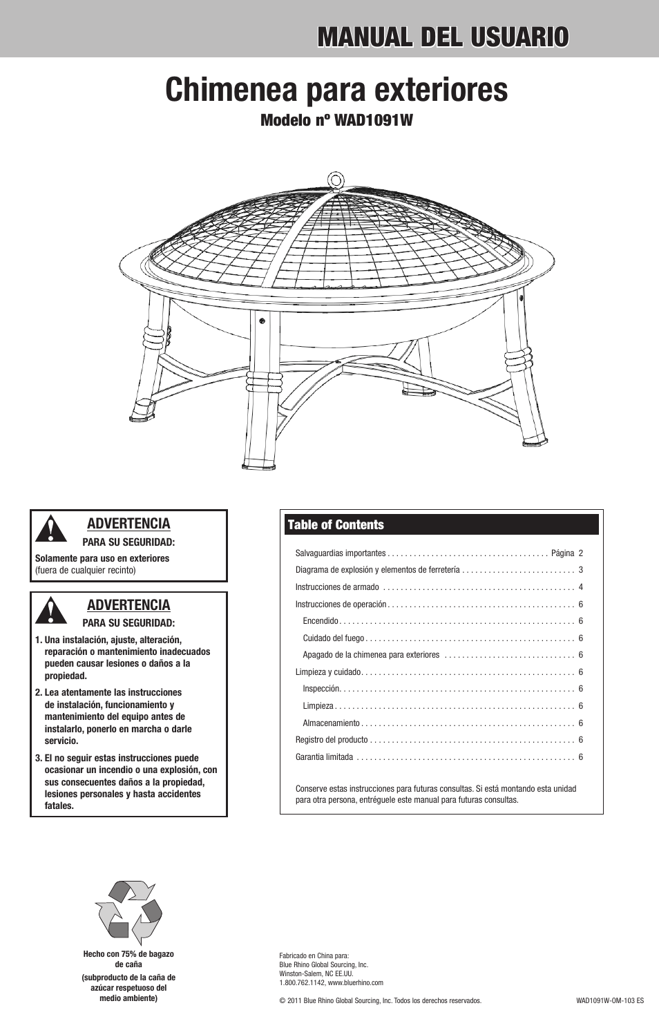 Blue Rhino WAD1091W User Manual | Page 7 / 12