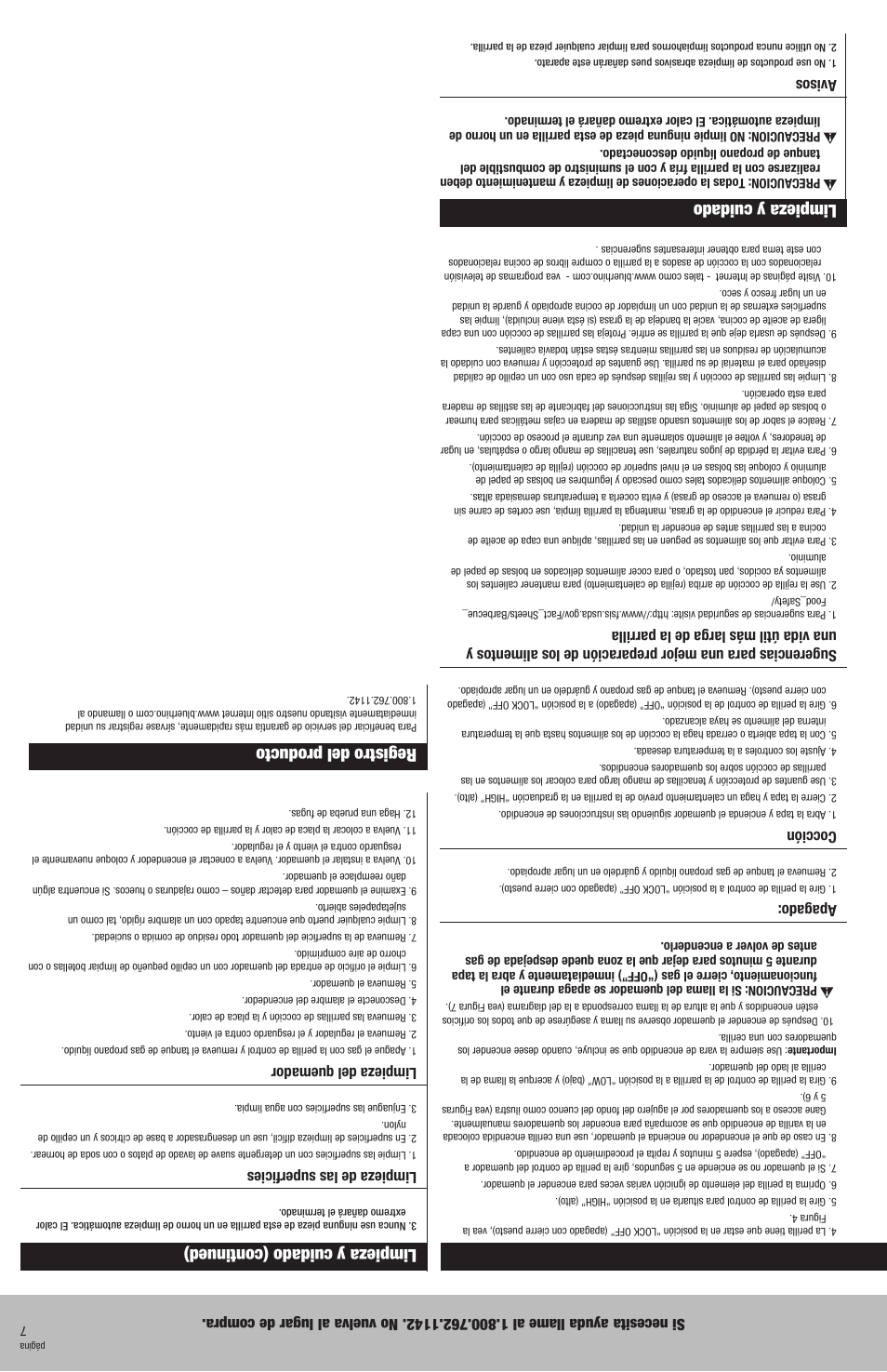 Limpieza y cuidado, Registro del producto, Limpieza y cuidado (continued) | Blue Rhino gbt806t User Manual | Page 10 / 16