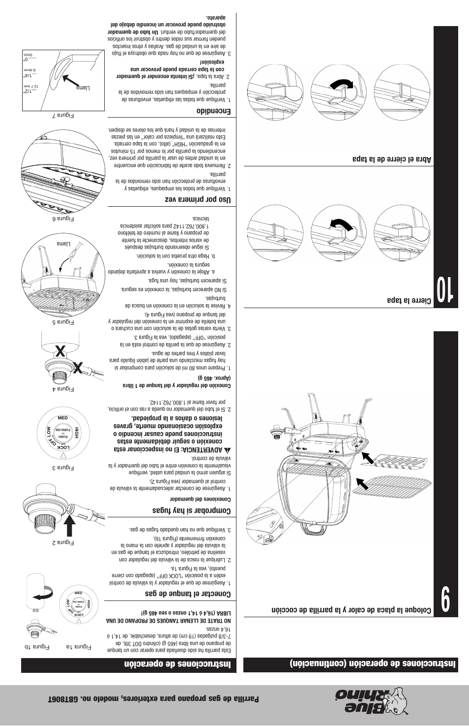 Instrucciones de operación, Instrucciones de operación (continuación) | Blue Rhino gbt806t User Manual | Page 11 / 16