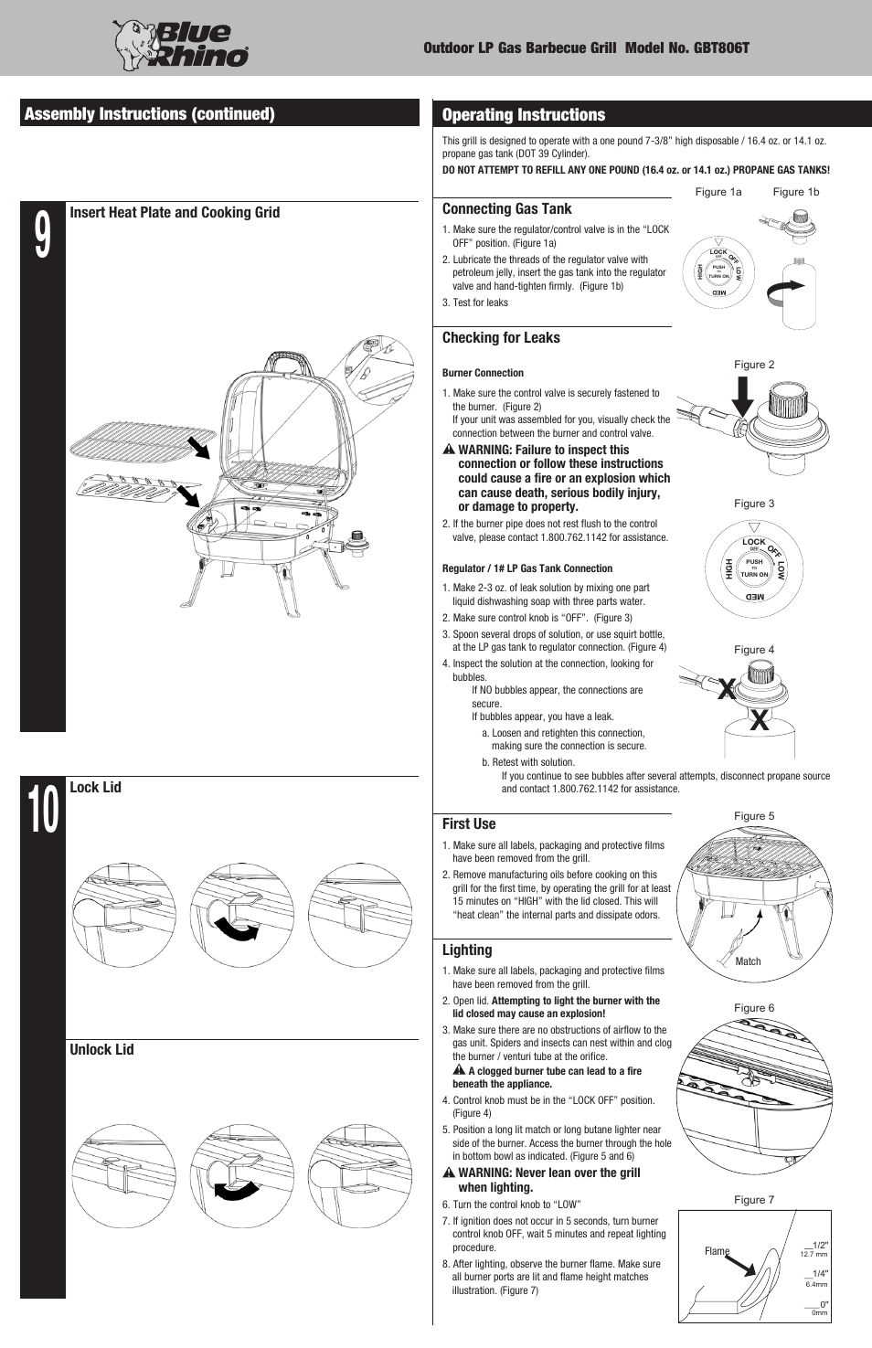 Operating instructions, Assembly instructions (continued) | Blue Rhino gbt806t User Manual | Page 6 / 16