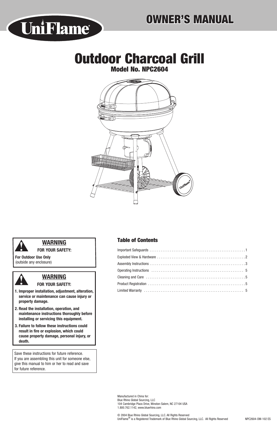 Blue Rhino NPC2604 User Manual | 12 pages