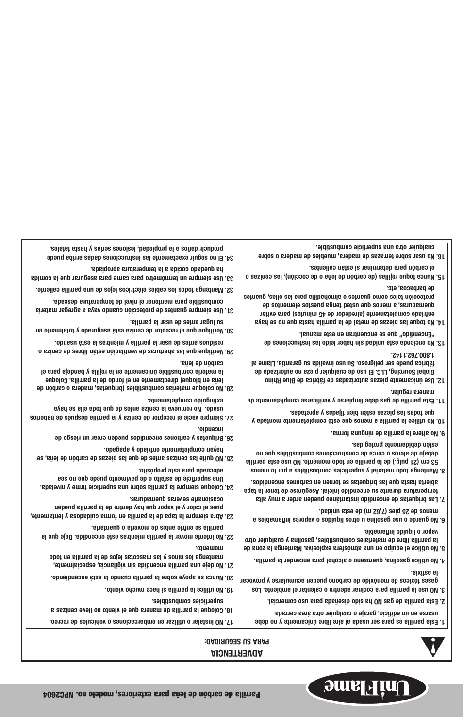 Advertencia | Blue Rhino NPC2604 User Manual | Page 11 / 12