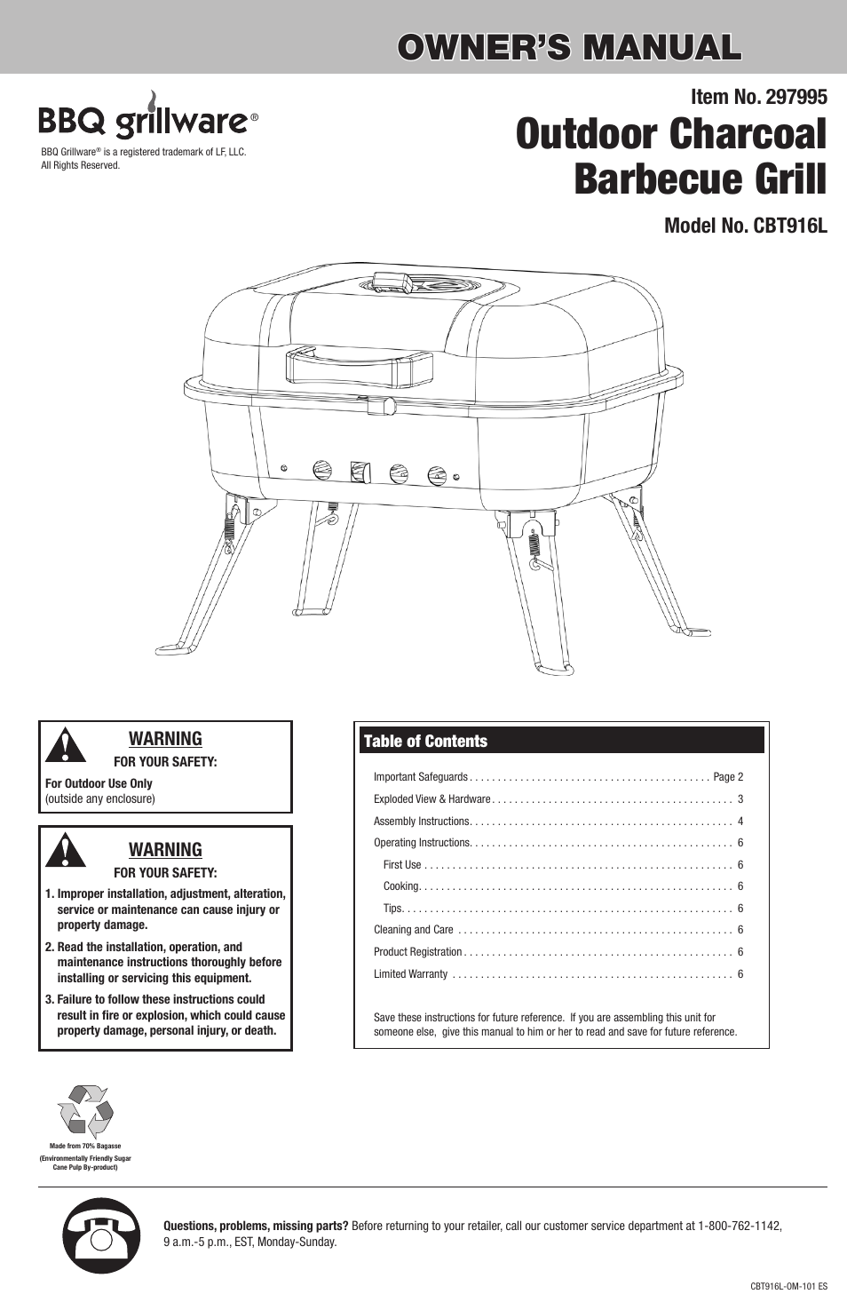 Blue Rhino CBT916L User Manual | 16 pages