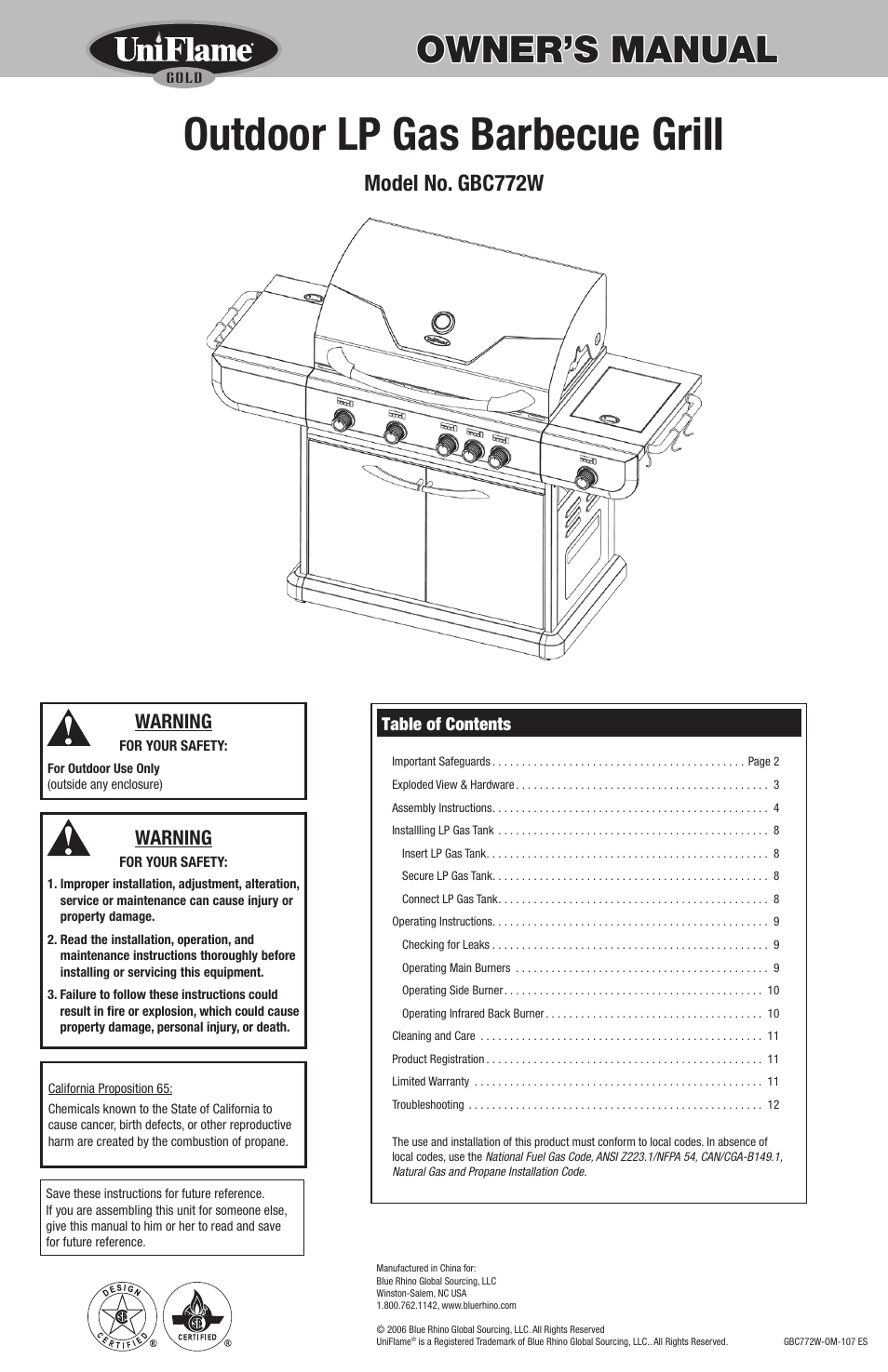 Blue Rhino GBC772W-C User Manual | 24 pages