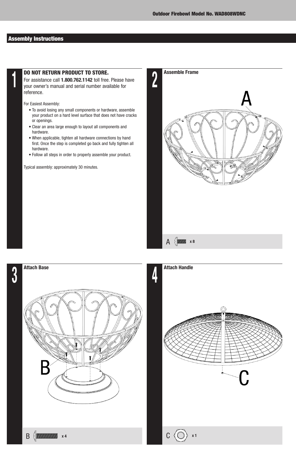 Blue Rhino WAD808WDNC User Manual | Page 4 / 12