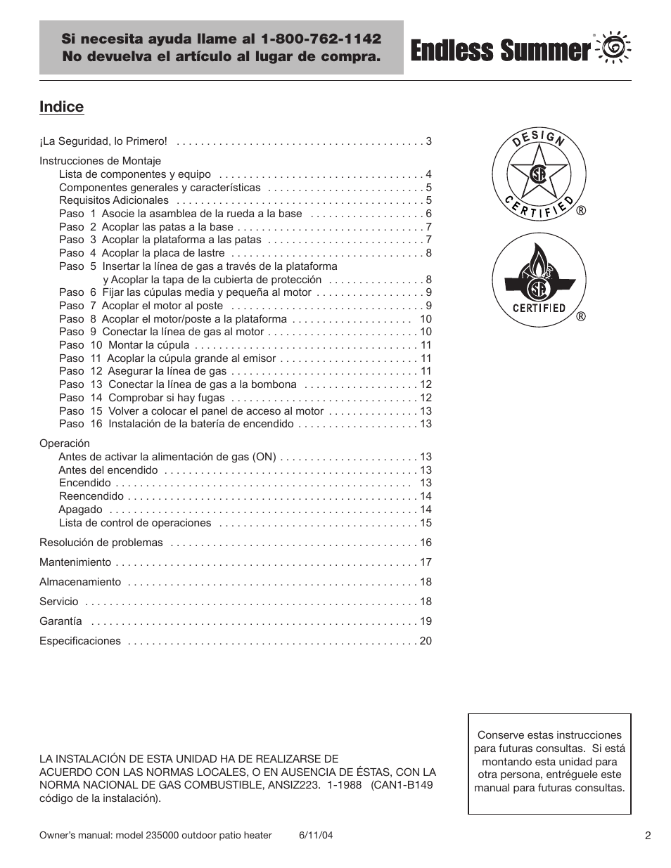 Indice | Blue Rhino 235000 User Manual | Page 23 / 42
