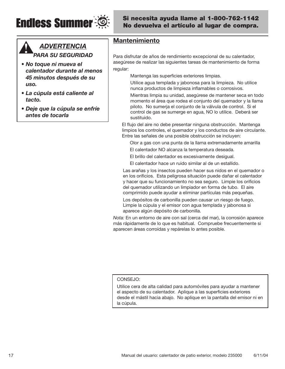 Mantenimiento, Advertencia | Blue Rhino 235000 User Manual | Page 38 / 42
