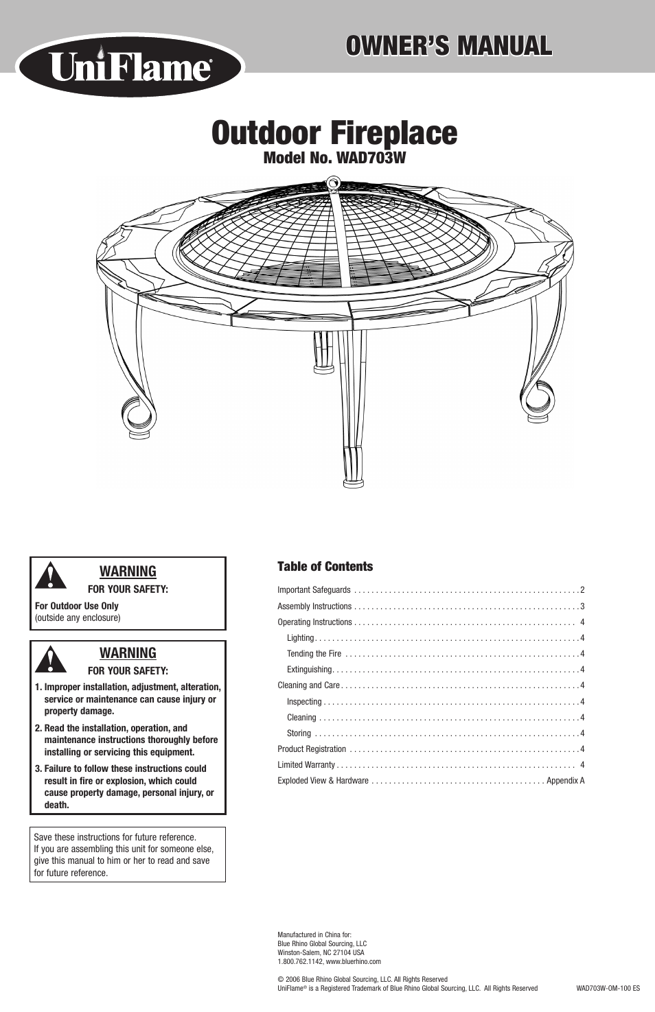 Blue Rhino WAD703W User Manual | 10 pages