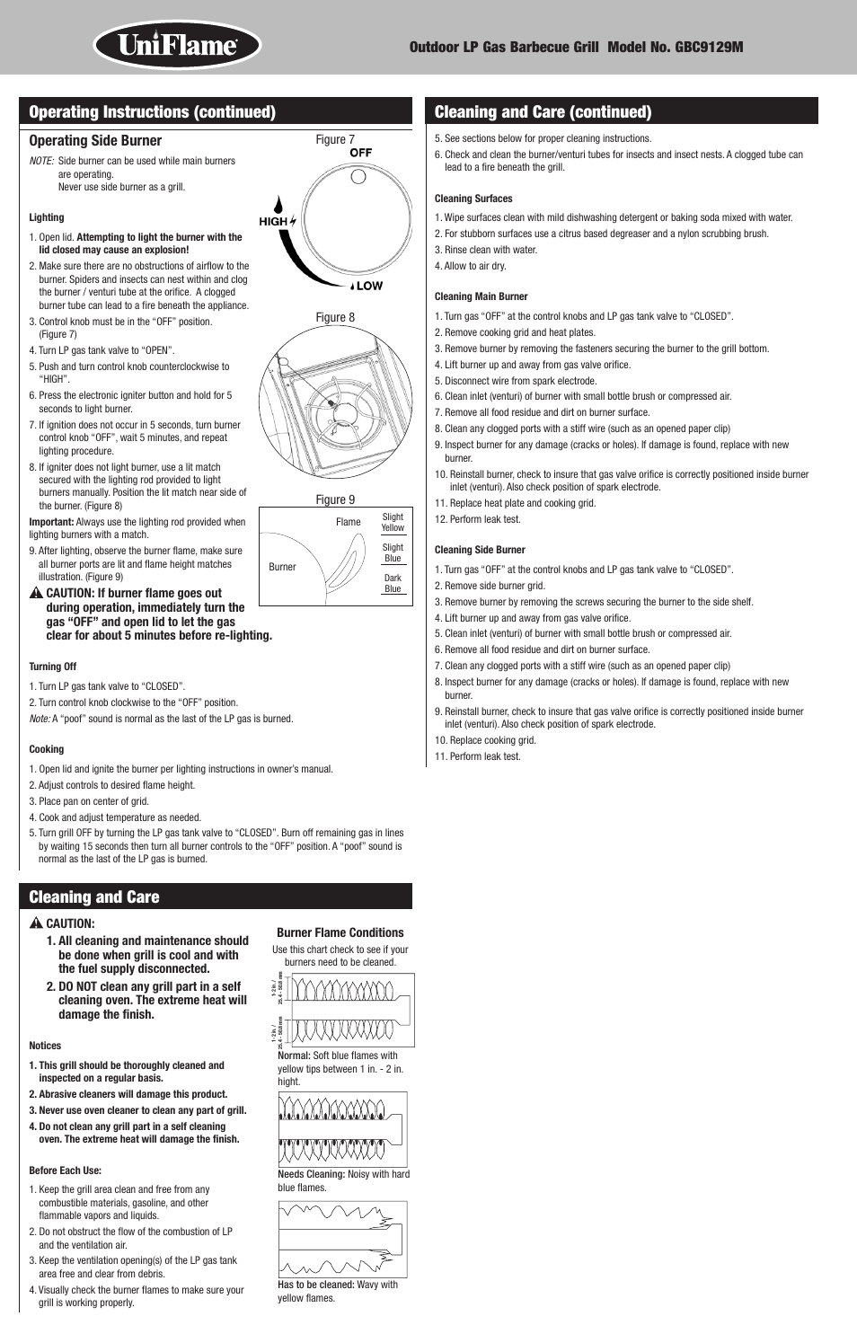 Cleaning and care | Blue Rhino GBC9129M User Manual | Page 10 / 24