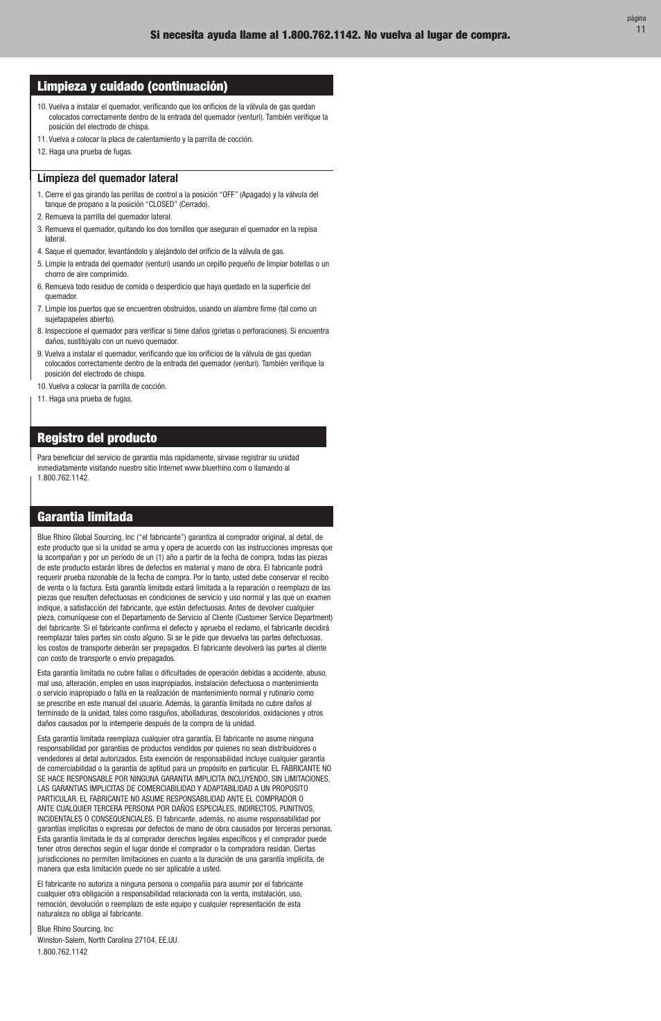 Registro del producto, Garantia limitada, Limpieza y cuidado (continuación) | Blue Rhino GBC9129M User Manual | Page 23 / 24