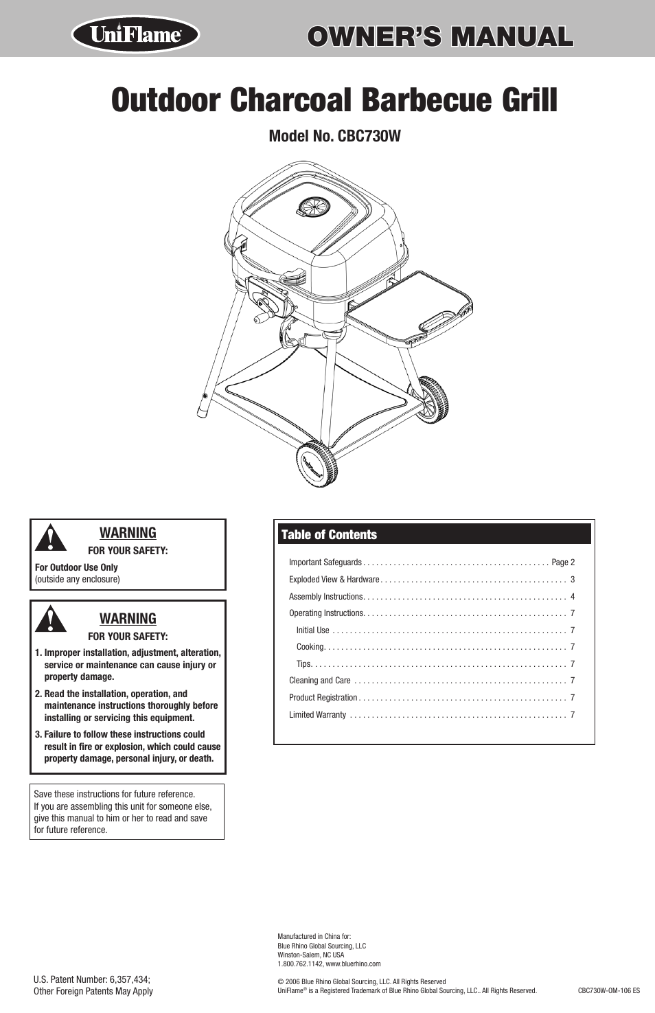 Blue Rhino CBC730W User Manual | 16 pages