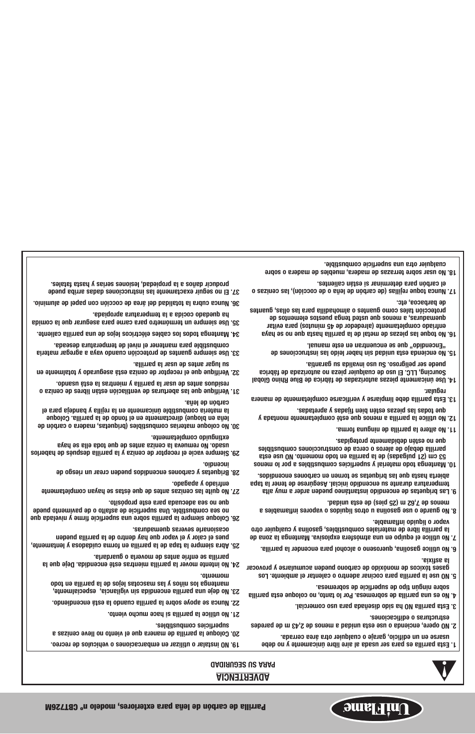 Advertencia | Blue Rhino CBT726M User Manual | Page 15 / 16