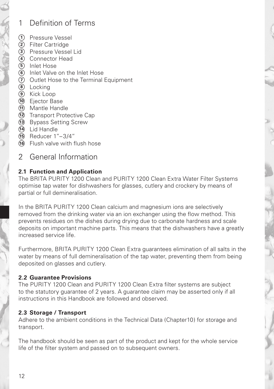 1 defi nition of terms, 2 general information | Brita 1200 User Manual | Page 4 / 14