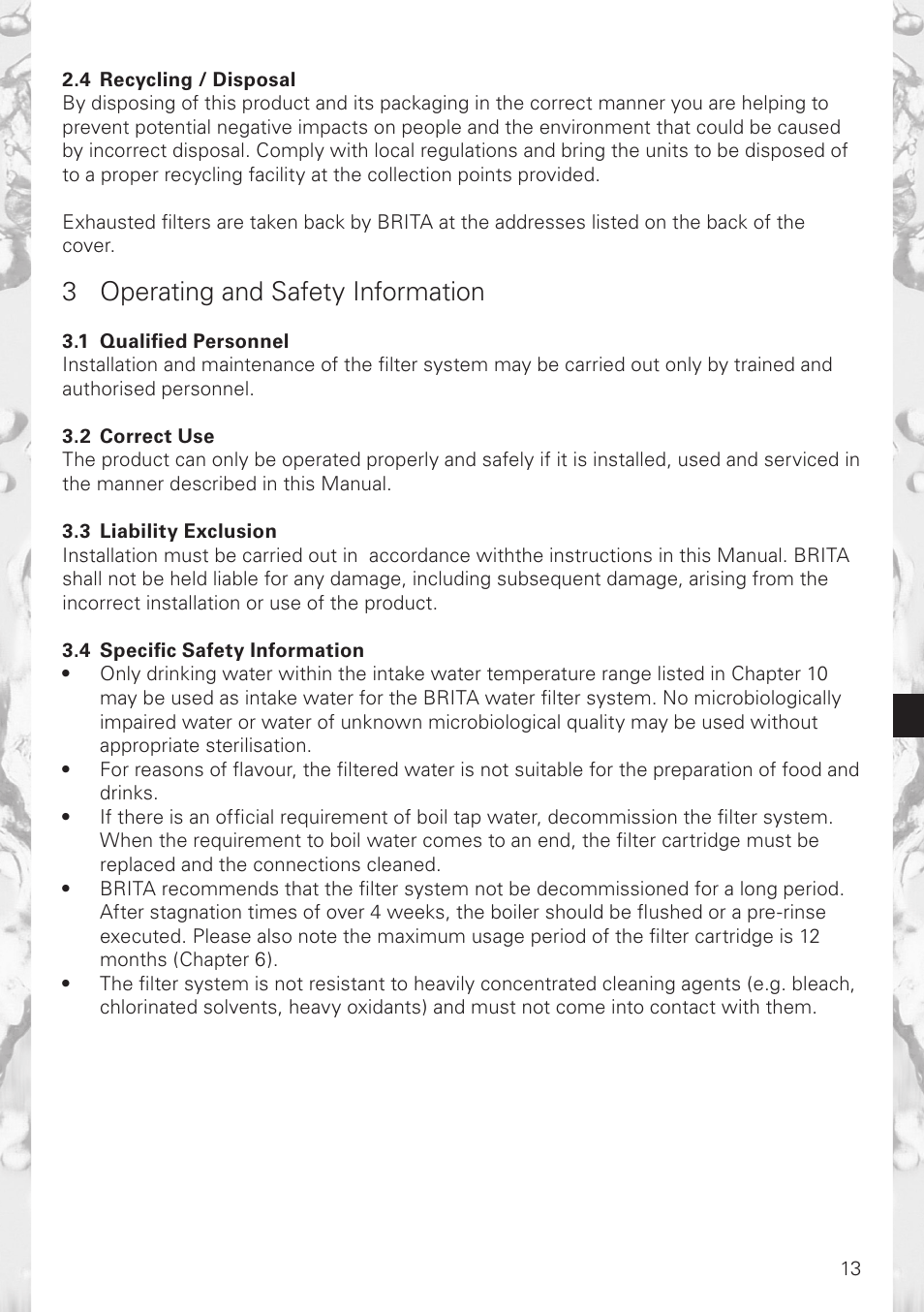 3 operating and safety information | Brita 1200 User Manual | Page 5 / 14