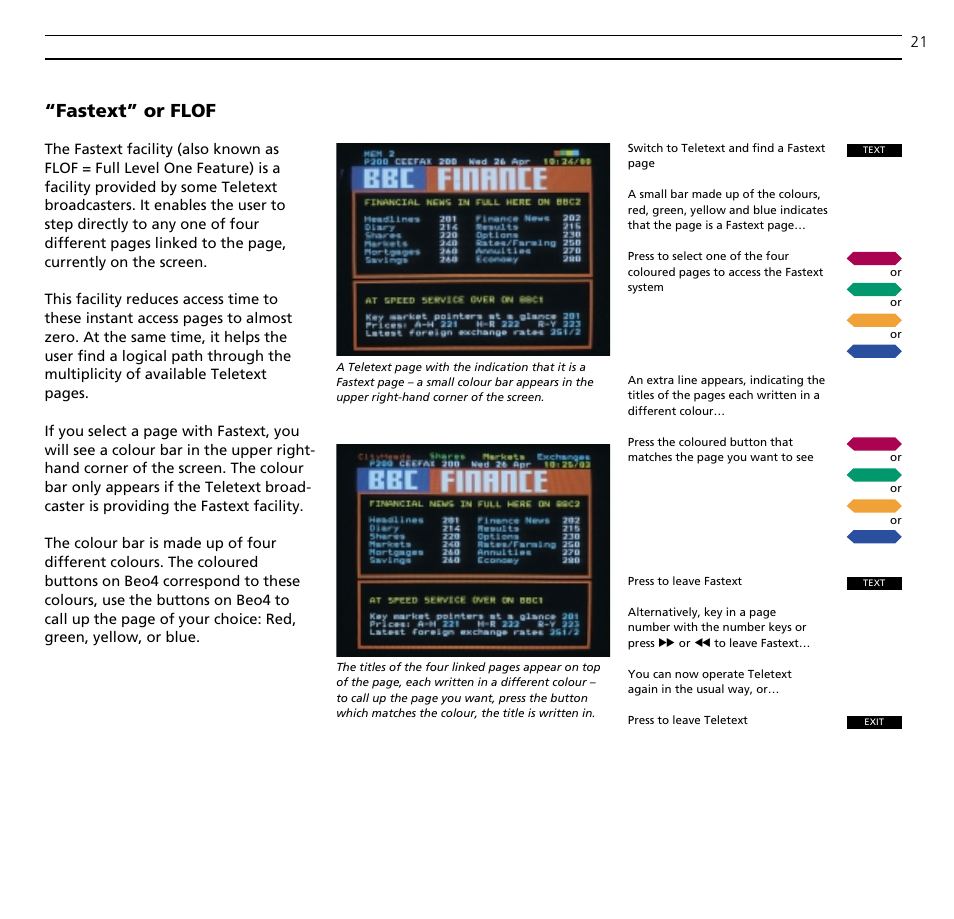 Fastext” or flof | Bang & Olufsen BeoVision MX TV User Manual | Page 21 / 40