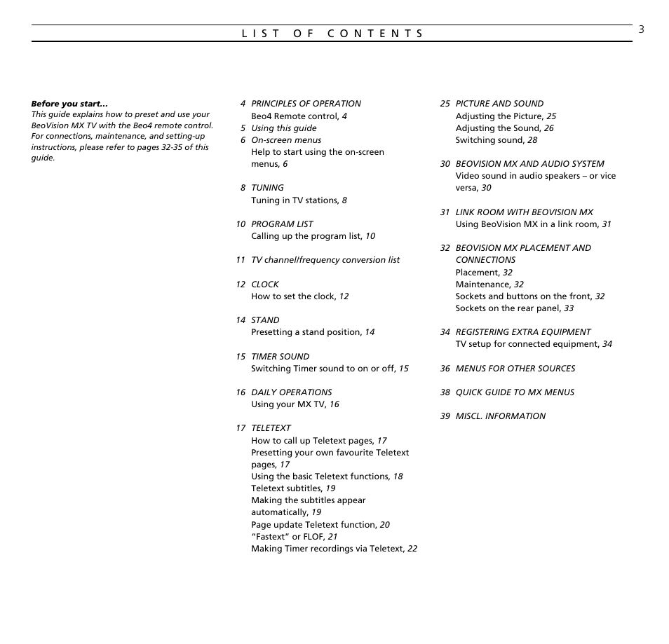 Bang & Olufsen BeoVision MX TV User Manual | Page 3 / 40
