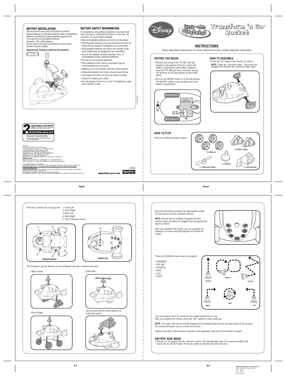 Baby Einstein L8906 User Manual | 1 page