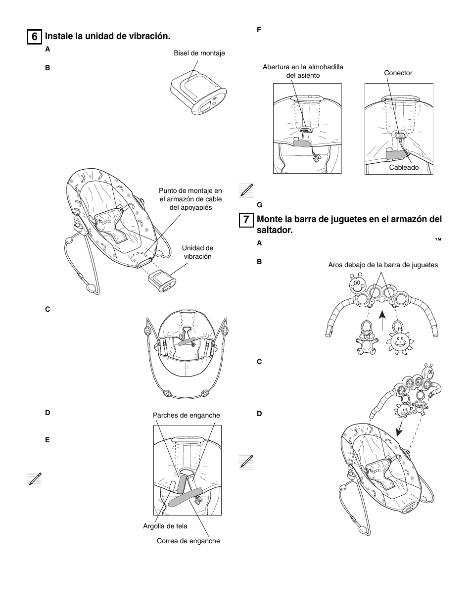 Instale la unidad de vibración | Baby Einstein 30886 User Manual | Page 10 / 18