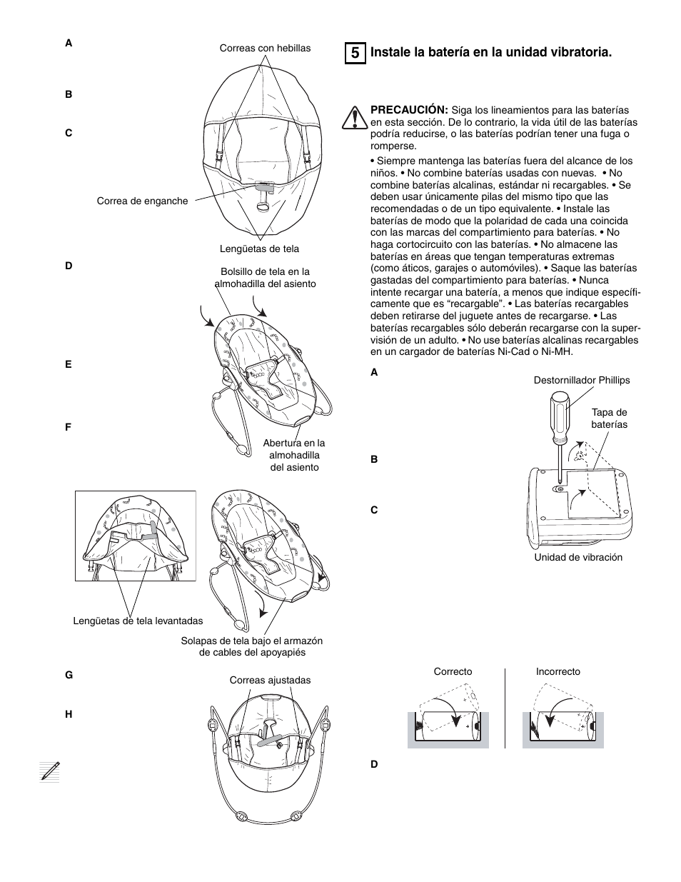 Instale la batería en la unidad vibratoria | Baby Einstein 30886 User Manual | Page 9 / 18