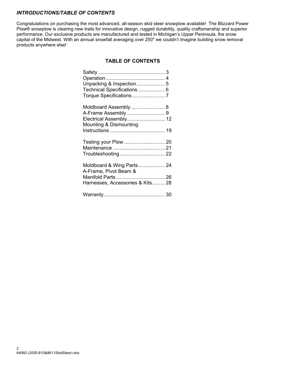 Blizzard Entertainment Blizzard Power Plow 810SS User Manual | Page 2 / 32