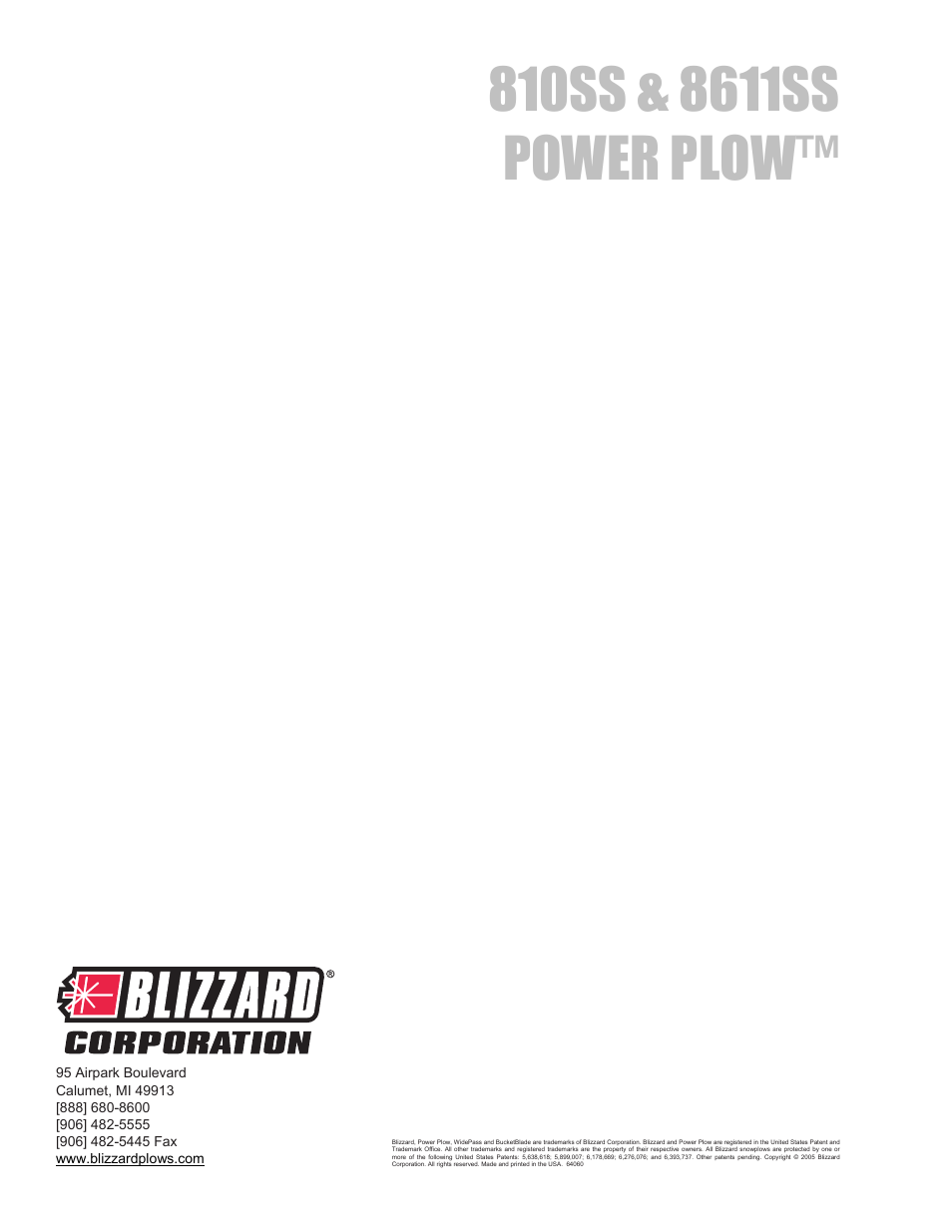 Blizzard Entertainment Blizzard Power Plow 810SS User Manual | Page 32 / 32
