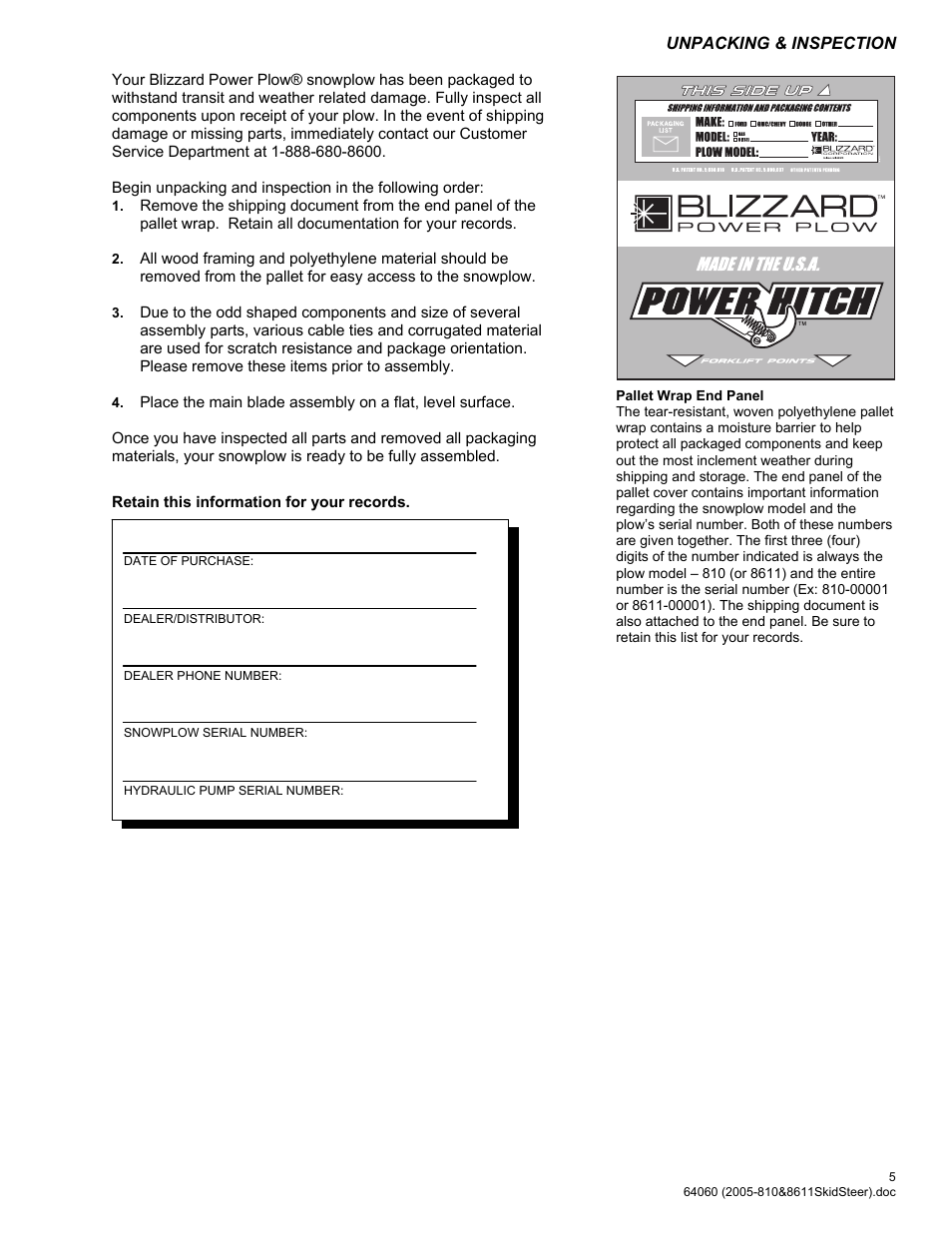 Blizzard Entertainment Blizzard Power Plow 810SS User Manual | Page 5 / 32