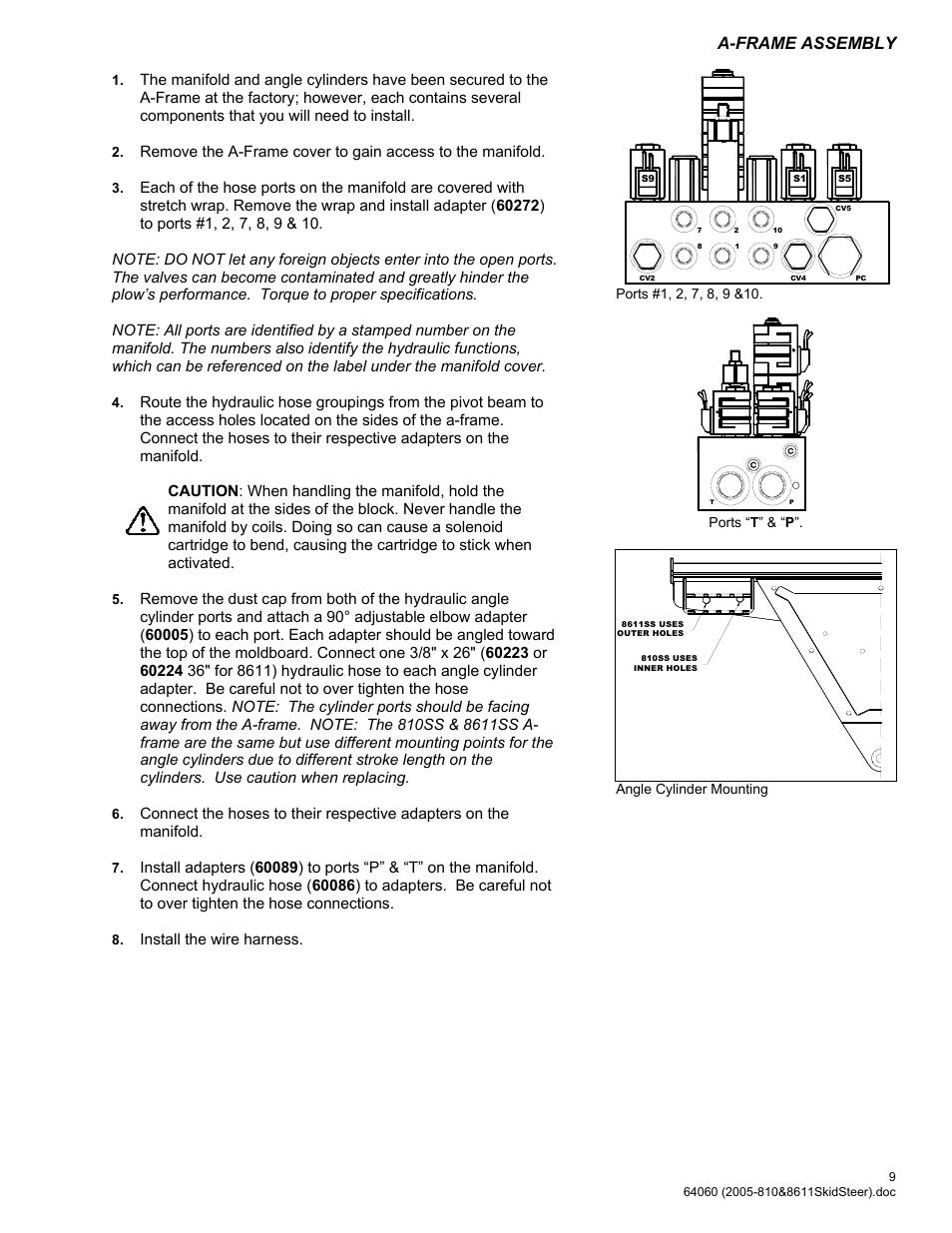 A-frame assembly | Blizzard Entertainment Blizzard Power Plow 810SS User Manual | Page 9 / 32