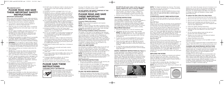 Please save these instructions | BIONAIRE BCM7307 User Manual | Page 2 / 2