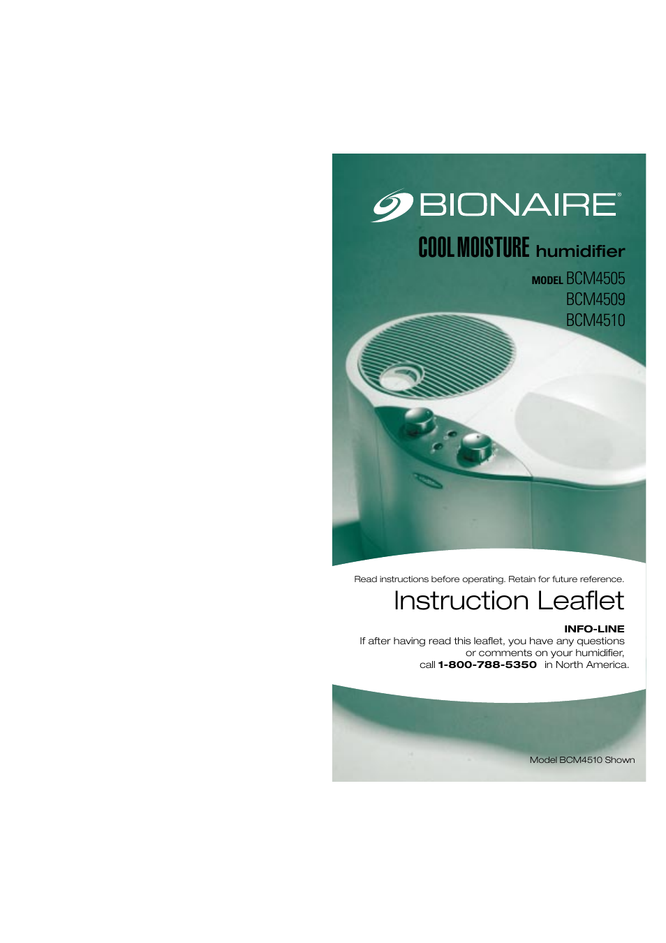 BIONAIRE BCM4509 User Manual | 11 pages