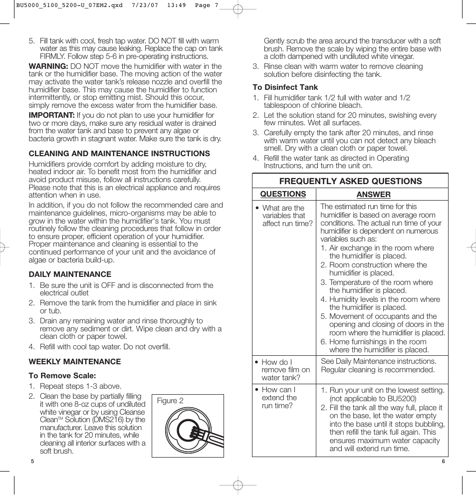 BIONAIRE ULTRASONIC Humidifier BU5200 User Manual | Page 4 / 6