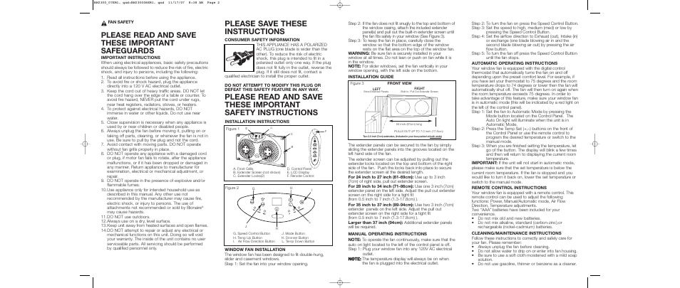 Please save these instructions, Please read and save these important safeguards | BIONAIRE BW2300 User Manual | Page 2 / 2