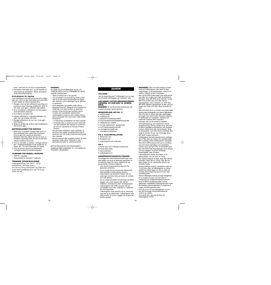 BIONAIRE BCM 3600 User Manual | Page 16 / 34
