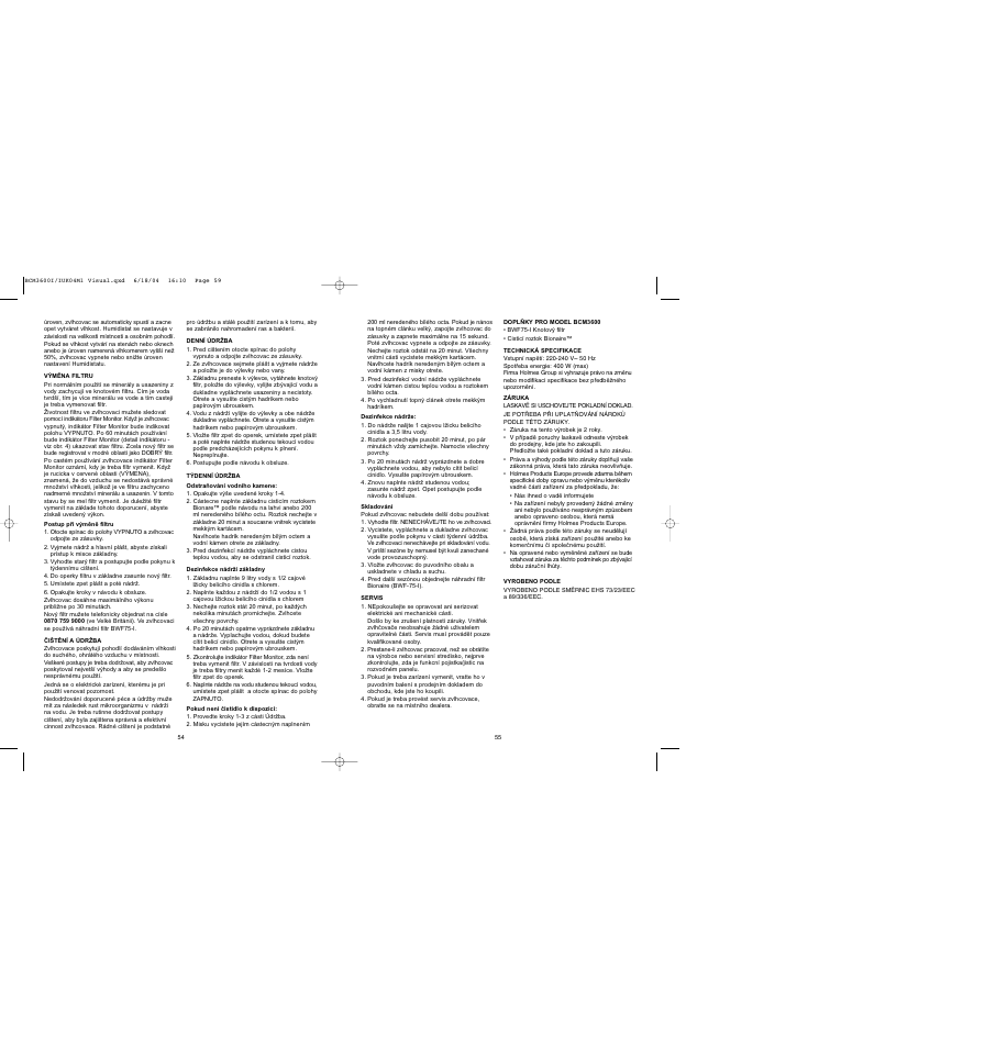 BIONAIRE BCM 3600 User Manual | Page 29 / 34