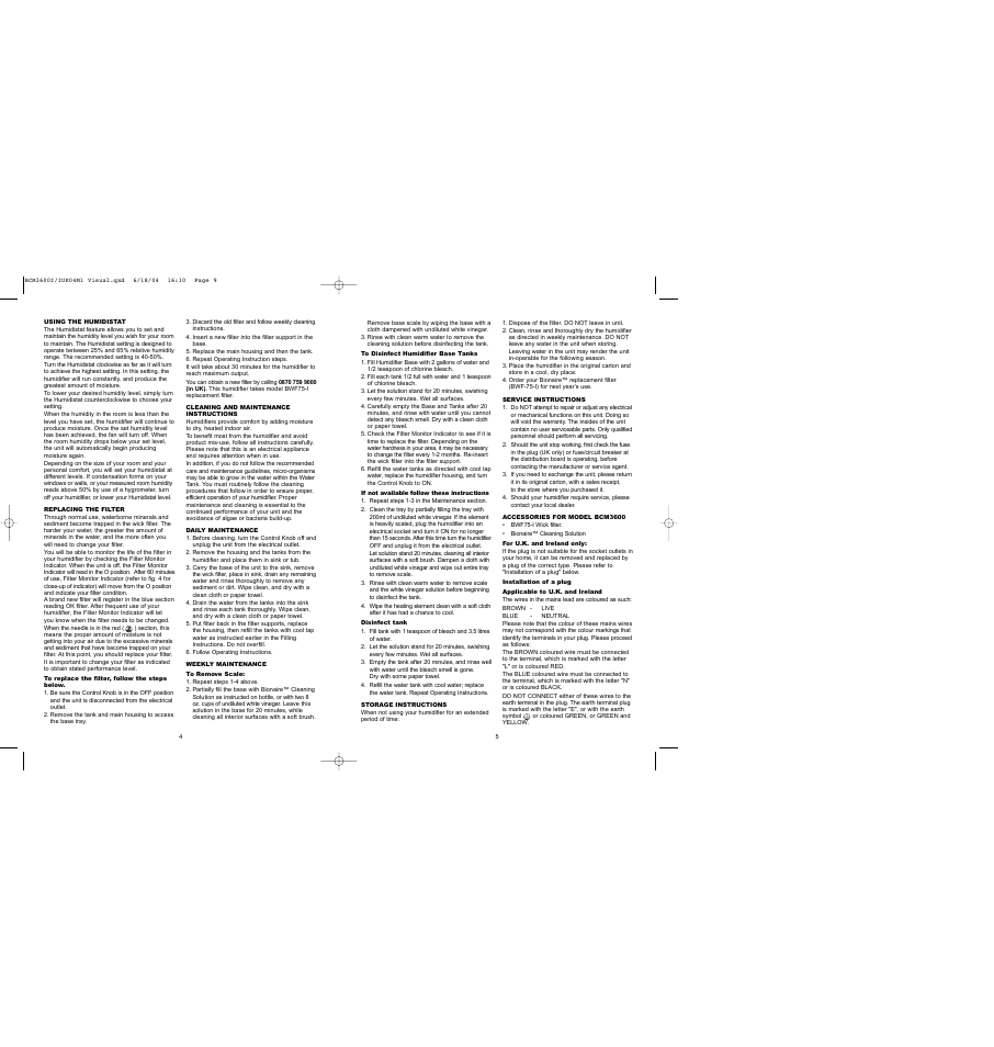 BIONAIRE BCM 3600 User Manual | Page 4 / 34