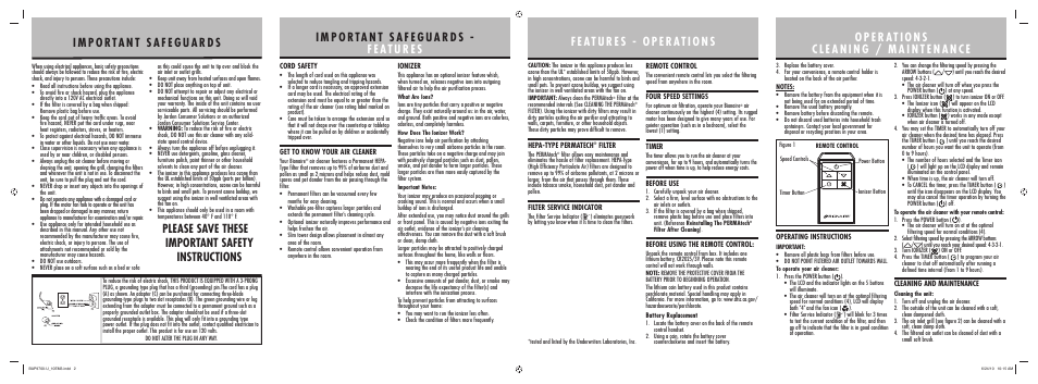 BIONAIRE BAP9700 User Manual | Page 2 / 2