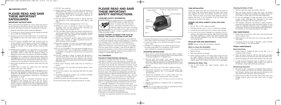 Please read and save these important safeguards | BIONAIRE BU497 User Manual | Page 2 / 2