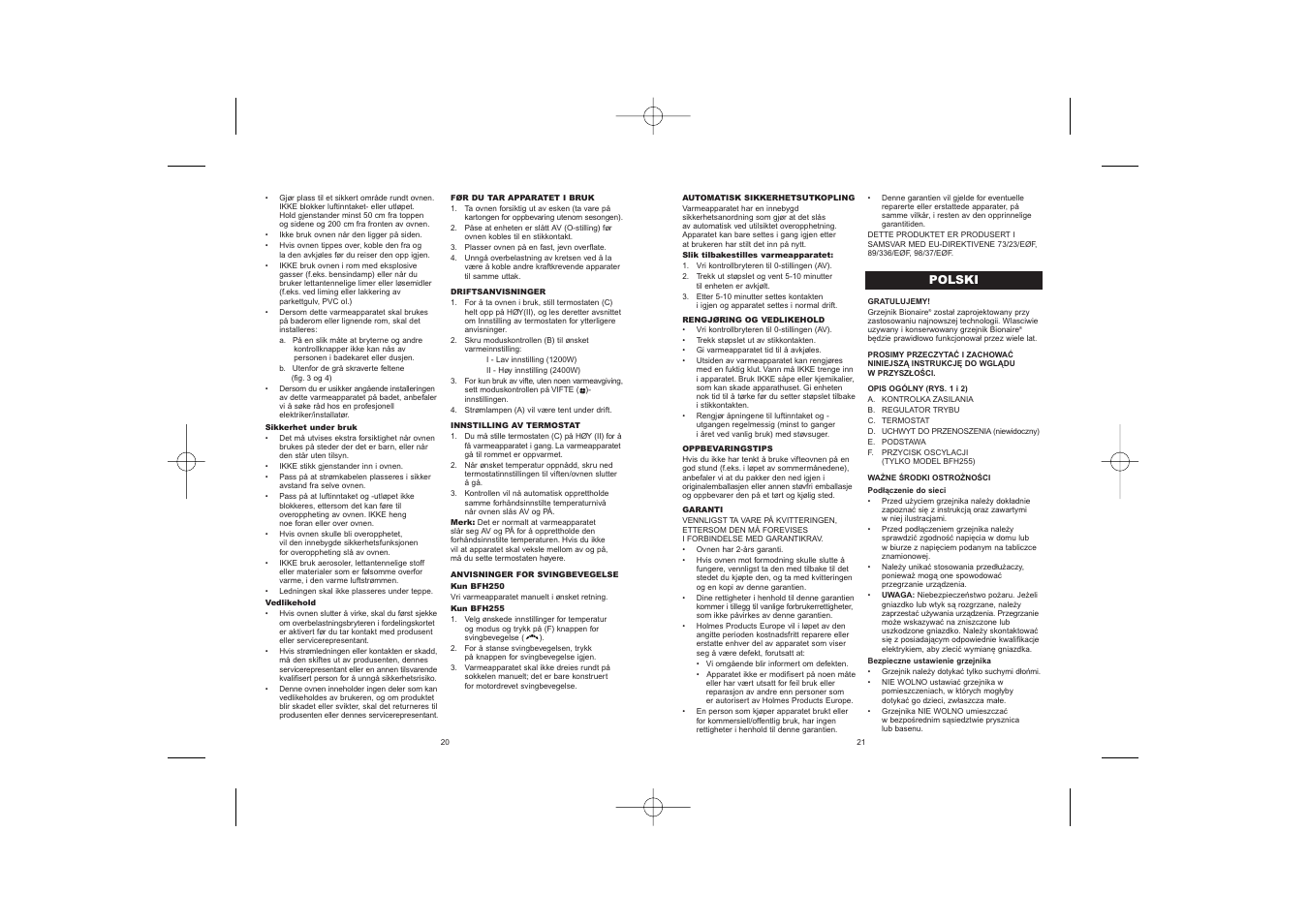 BIONAIRE BFH255 User Manual | Page 12 / 19