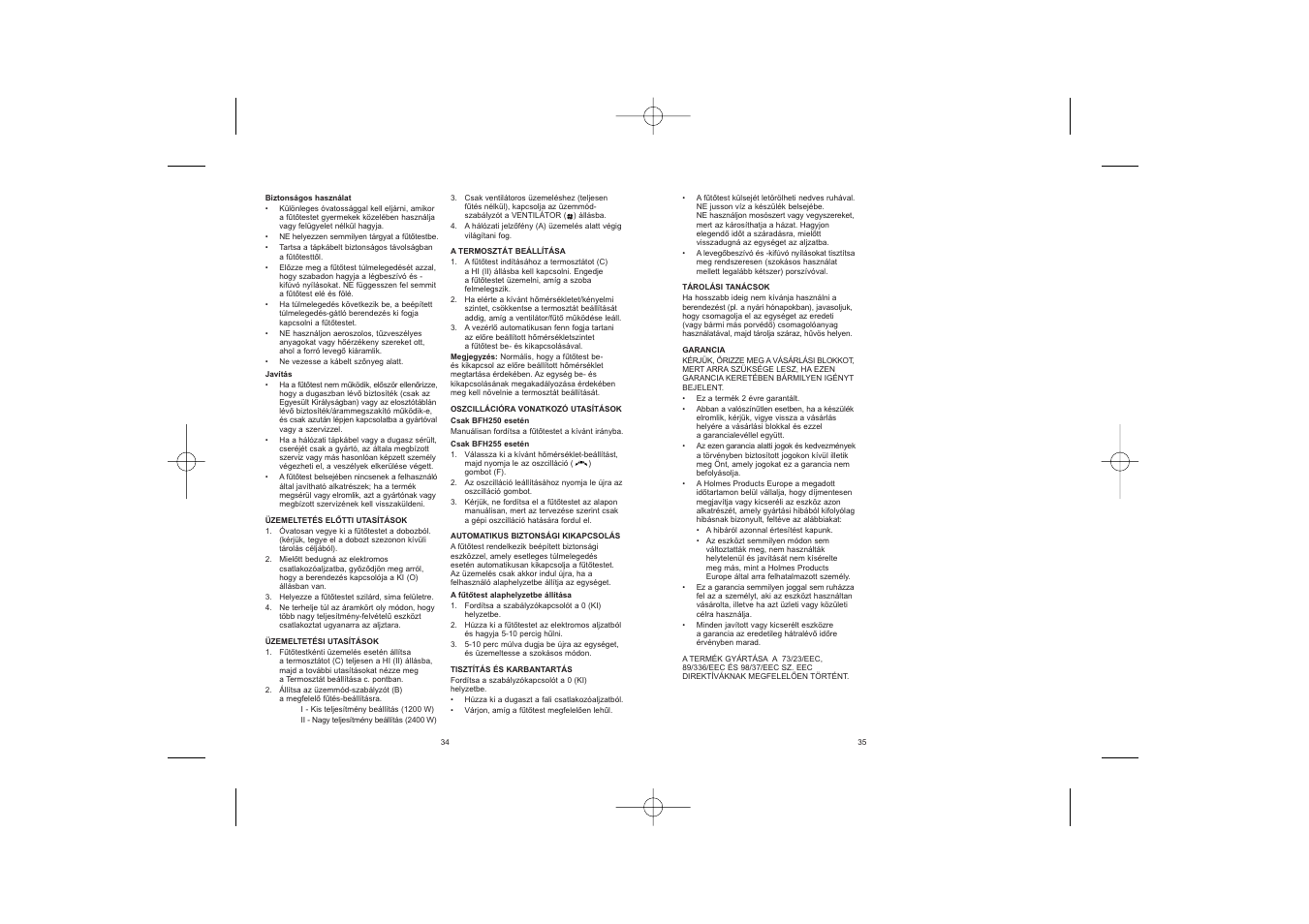BIONAIRE BFH255 User Manual | Page 19 / 19