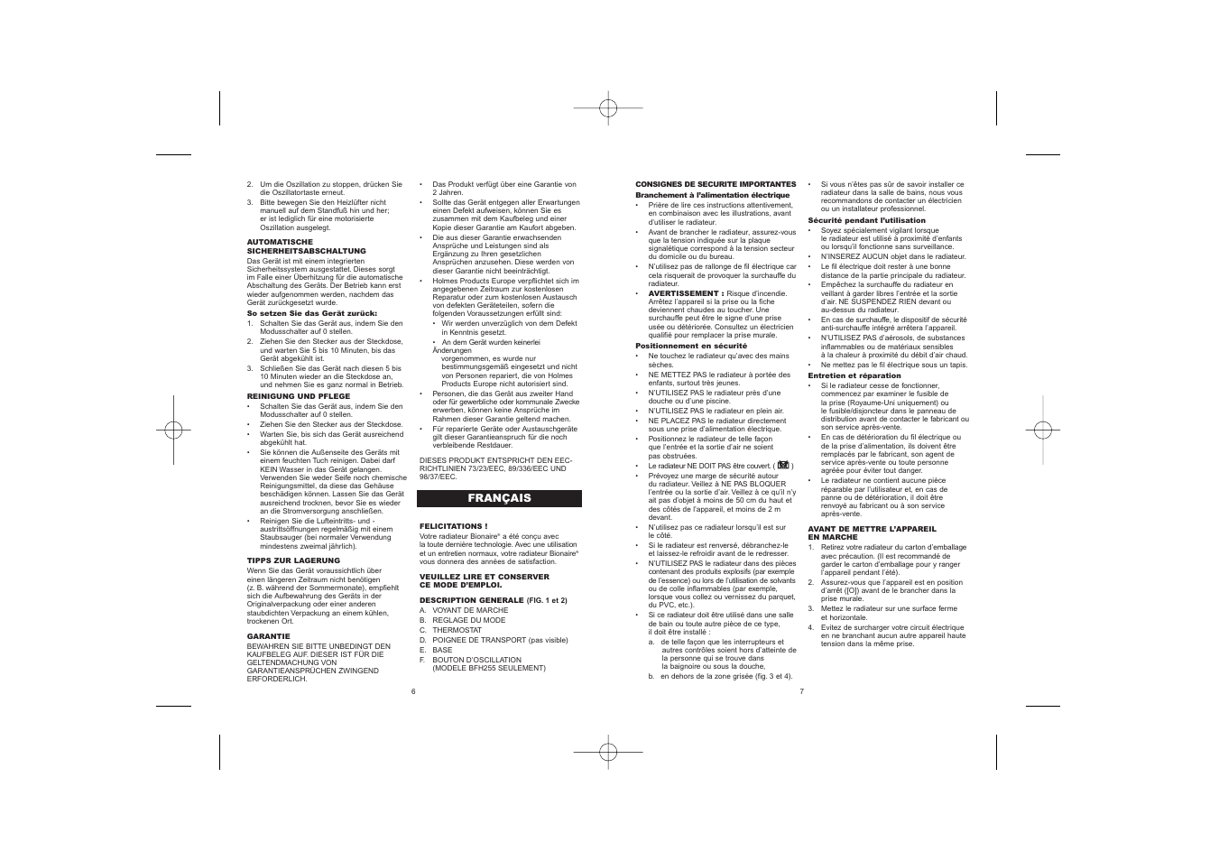 BIONAIRE BFH255 User Manual | Page 5 / 19
