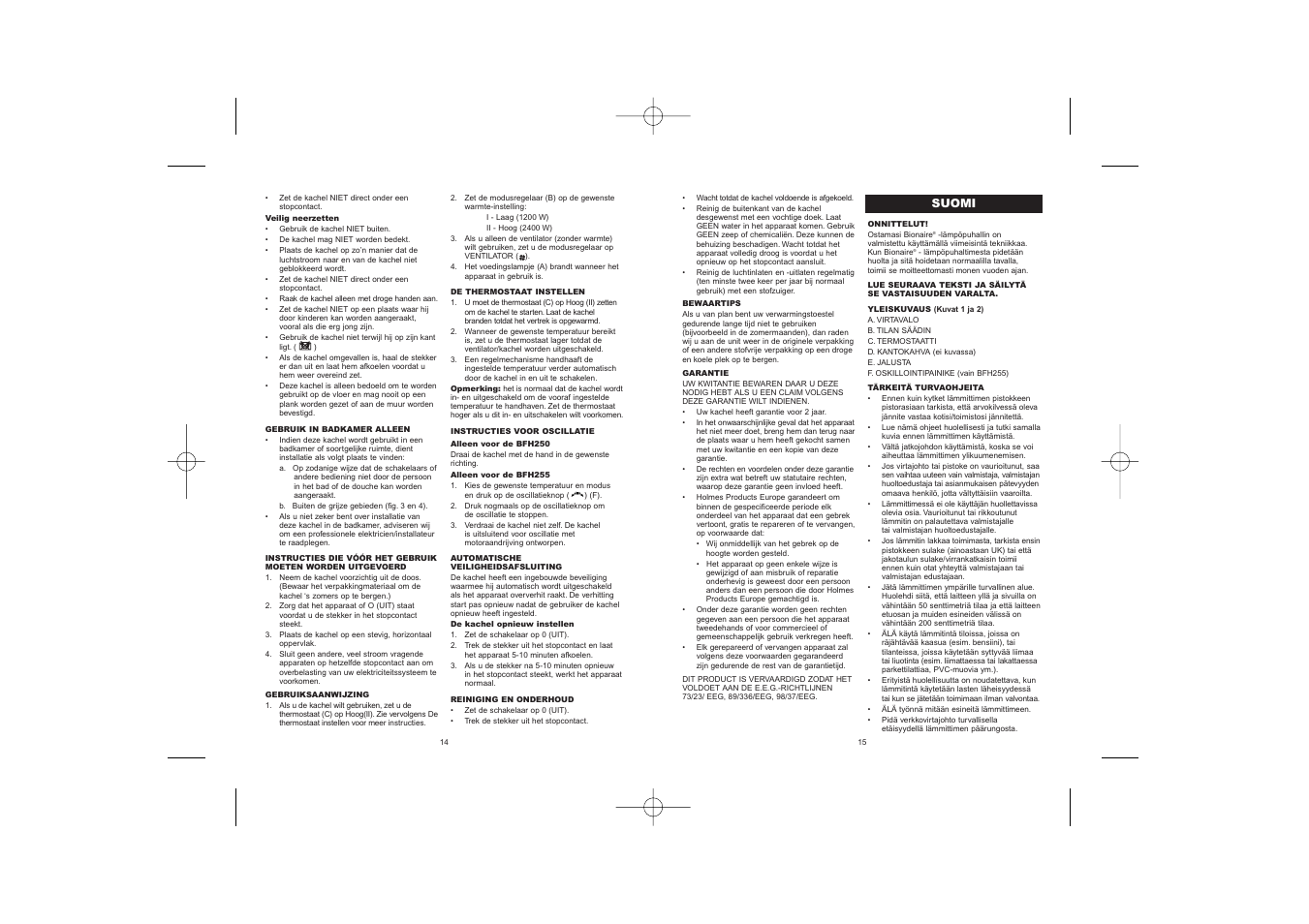 BIONAIRE BFH255 User Manual | Page 9 / 19