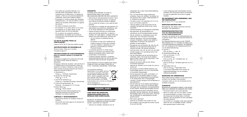 Nederlands | BIONAIRE BT90R User Manual | Page 5 / 13