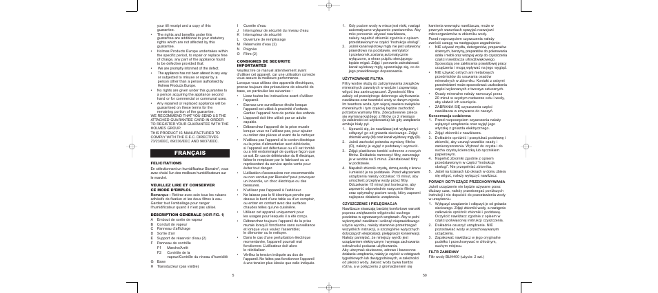 Français | BIONAIRE BU4000 User Manual | Page 6 / 28