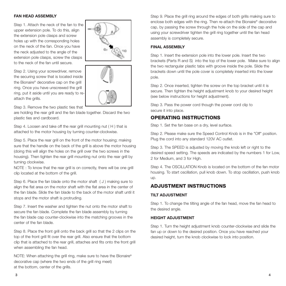 BIONAIRE BSF16 User Manual | Page 4 / 8