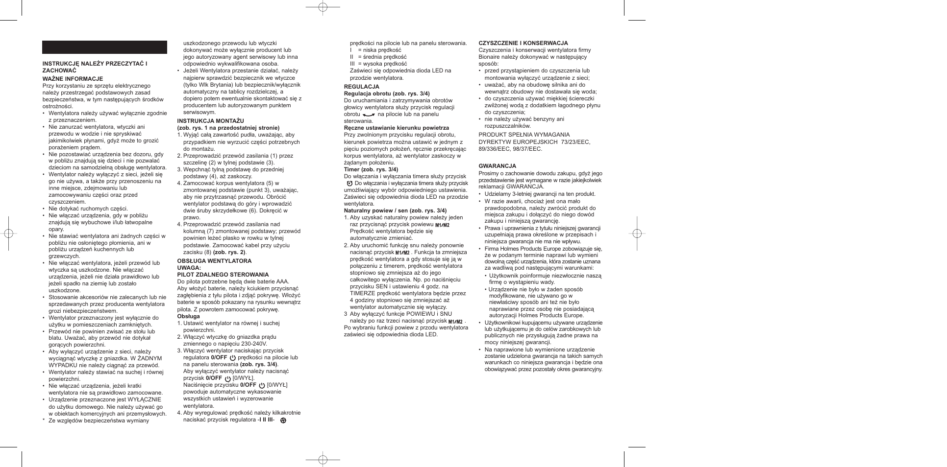 Polski | BIONAIRE PEDESTAL BT05RC User Manual | Page 12 / 19