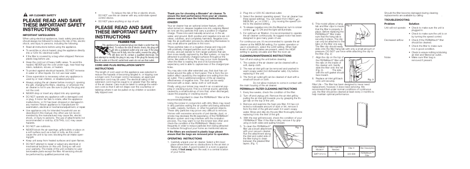 BIONAIRE BAP1412 User Manual | Page 2 / 2