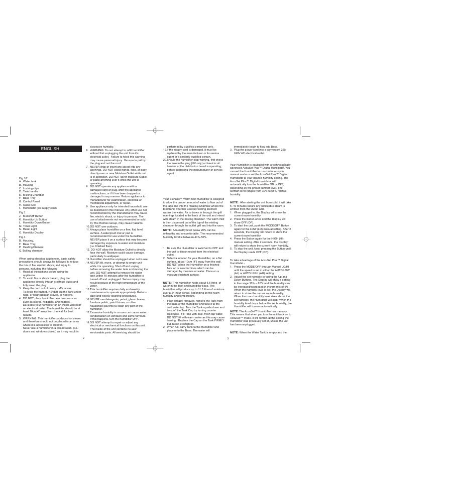 BIONAIRE BWM8305 User Manual | Page 3 / 24