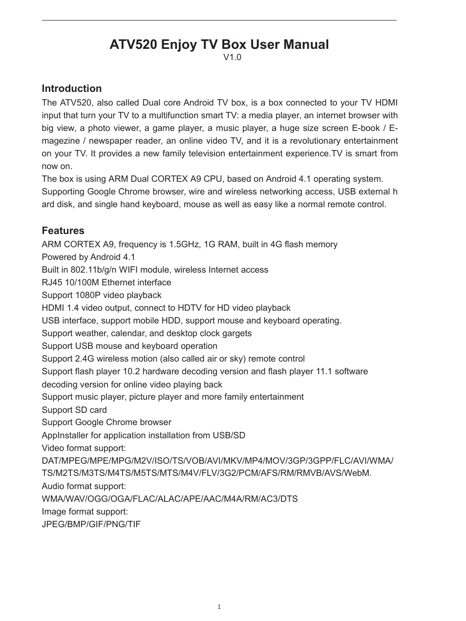 Atv520 enjoy tv box user manual | Geniatech ATV520 User Manual | Page 3 / 24