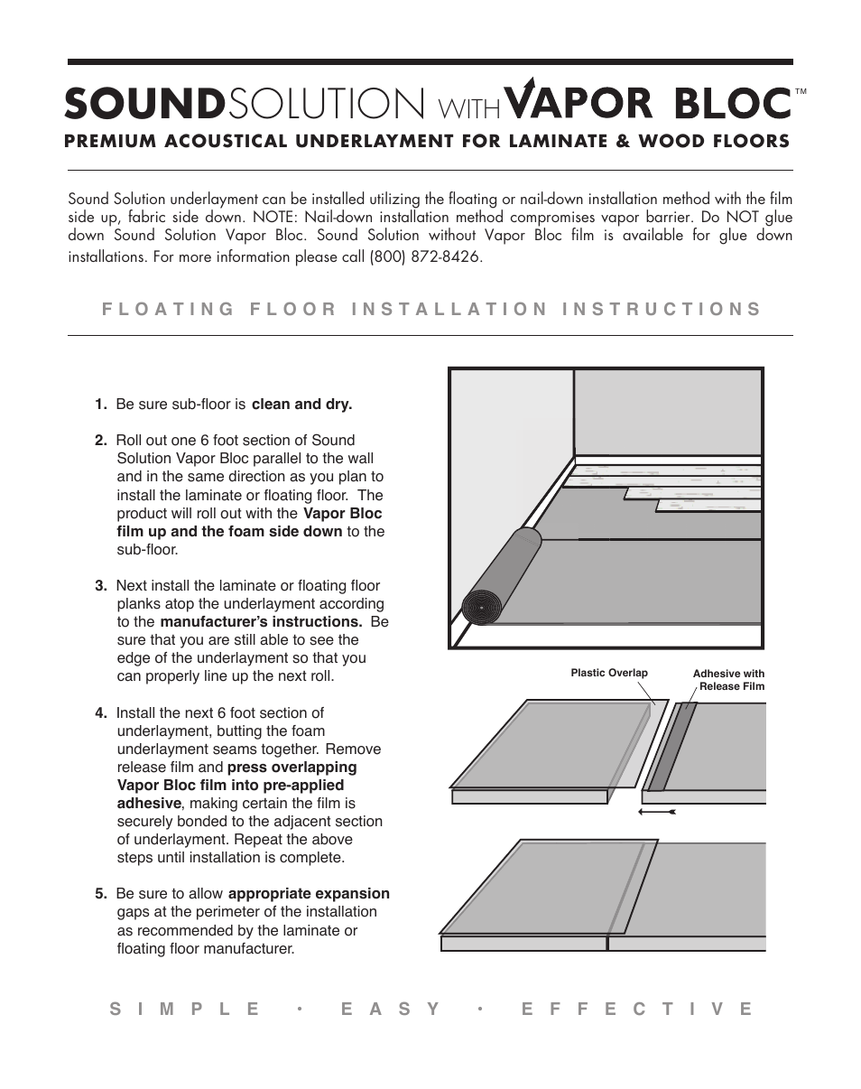 Healthier Choice SOUNDSOLUTION Acoustical Underlayment User Manual | 1 page