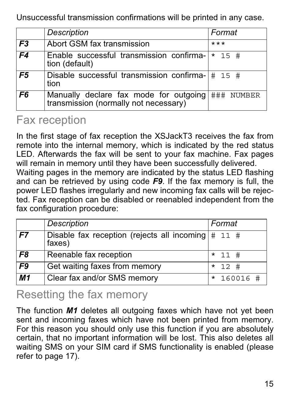 Fax reception | 4G Systems XSJack T3e User Manual | Page 15 / 33