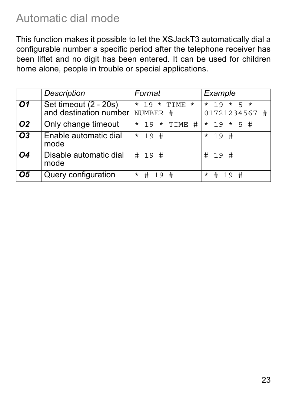 Automatic dial mode | 4G Systems XSJack T3e User Manual | Page 23 / 33